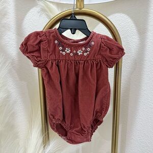 Carter's Red Baby Romper with Floral Embroidery